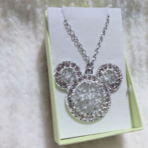 Women's Girls Silver Plated Mickey Mouse Necklace, Gift